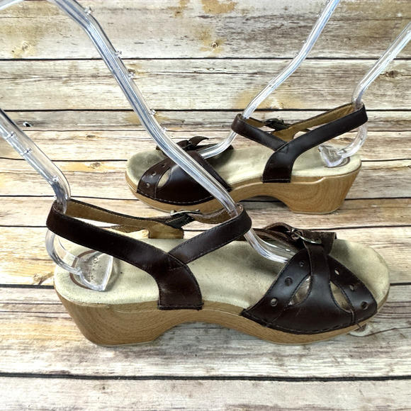 Dansko Womens Brown Leather Sissy Strappy Open Toe Clog Sandals 39/9 - Picture 5 of 8